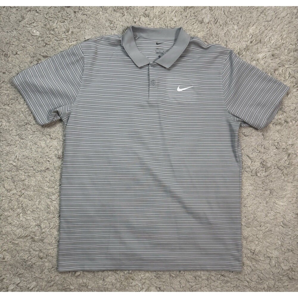 Nike Golf Mens Gray/Black Dri-Fit Victory Golf Polo Size XL